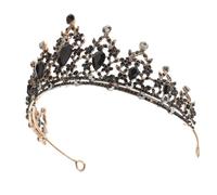 TOGEVAL Crystal Baroque Queen Crown, Rhinestone Wedding Tiara Headpieces Black Gothic Crowns for Women, Sturdy Alloy Birthday Headband