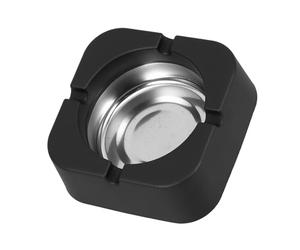 TOGEVAL Cute Cigarette Ashtray for Cigarettes and Cigars, Square Plastic and Iron Material, 4 Cigar Rests, Versatile Location Suitability, Black, for Office and Bars