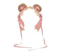 TOGEVAL Cute Lolita Bear Ear Headband Soft Plush Hair Accessories for Women Lightweight Comfortable Party Headpiece Cosplay Headband with Dot Design for Daily Wear and Themed Events