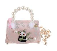 TOGEVAL Cute Panda Crossbody Bag for Little Chinese Style Shoulder and Handheld Purse with Elegant Pearl Details Strap Compact Beach Tote for Outdoors and Travel Birthday Gift
