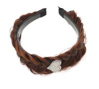 TOGEVAL Decorative Headband Rhinestone Fishtail Braid for Women Braided Hair Accessories Hand-woven Hair Band for Messy Synthetic Style for Girls Valentine's Present Everyday Wear