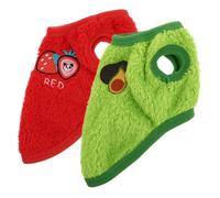 TOGEVAL Decorative Rabbit Garments 2pcs Set Warm Wear-resistant Bunny Vests Avocado Xs and Strawberry Xs for Pet Rabbits and Guinea Pigs Indoor Use