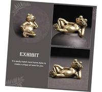 TOGEVAL Delicate Brass Frog Figurine with Flat Non-slip Base Solid Desktop Ornament for Home and Office Decor Creative Frog Statue for Stable Display and Long-term Use