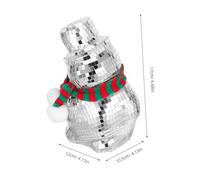 TOGEVAL Disco Mirror Snowman Christmas Ornament with Knitted Scarf Lightweight Glass and Polyester Figurine for Indoor Holiday Decor Mosaic Reflective Snowman for Living Party and Dining