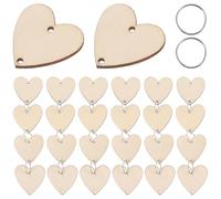 TOGEVAL DIY Birthday Reminder Wooden Board Calendar Heart Slices 50 Iron Loops Set for Hanging Wall Plaque (Burlywood)