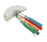 TOGEVAL DIY Blank Bookmarks with Tassels Hand Painted Fan Paper Bookmarks for Crafting Reading Page Markers for Students and Writers