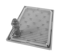 TOGEVAL Dog Toilet Indoor Potty Training Tray with Corner Post, Grey Dog Pee Pad Holder for Small to Large Pets, Washable Puppy Training Post and Indoor Urinal Collection, 16.31"×11.2"