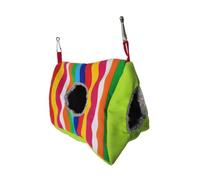 TOGEVAL Double Hole Hanging Parrot Nest Warm Bird Hammock Bed with Cozy Design for Pet Birds and Cage Decoration Soft Stripe Resting House