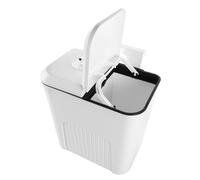 TOGEVAL Dual Compartment Trash Can Wall-mounted Kitchen Bathroom Rubbish Bin for Dry Wet Waste Separation Space-saving Design Stylish Garbage Container White