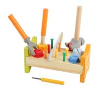 TOGEVAL Educational Wooden Pounding Peg Workbench with Hammer for Creative Fine Motor Skill for Hand-eye Coordination Logical Thinking Development Indoor Preschool Activity