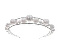 TOGEVAL Elegant Crystal Pearl Wedding Hairband Lightweight Bridal Headband for Women Comfortable Handmade Silver Headdress with Rhinestone Embellishments Charming Pageant and Party