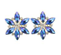 TOGEVAL Elegant Dark Blue Crystal Shoe Flower Clips Reusable Rhinestone Buckles for Women Wedding High Heels Charming Floral Decoration Accessories Shoe Charms
