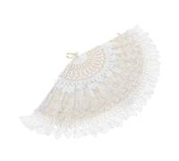 TOGEVAL Elegant Lace Folding Fan for Bride Wedding Retro Chinese Handheld Foldable Fan with Embroidered Flowers for Dance Recitals and Tea Gatherings
