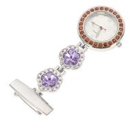 TOGEVAL Elegant Purple Crystal Nurse Fob Watch with Precise Digital Movement Portable Hanging Chest Pocket Watch for Medical Staff Stylish and Design for Hospital Use