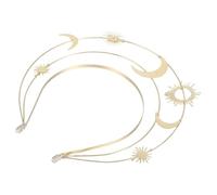 TOGEVAL Elegant Star and Moon Crown Gold Three-layer Handmade Halo Headpiece for Women Party Birthday Bridal Wedding Tiara Accessories