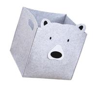 TOGEVAL Felt Storage Basket Laundry Basket with Handle Large Capacity Grey Bear Toy Organizer for Nursery Clothes and Sundries Storage Bin