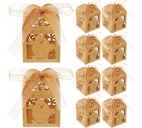 TOGEVAL Festive Hollow Rabbit Candy Packaging Boxes Gold Color 50pcs Chocolate Packing Boxes for Party Treats and Favors