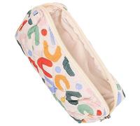 TOGEVAL Floral Cotton Makeup Brush Bag Large Capacity Quilted Cosmetic Pouch Zippered Small Travel Makeup Case for Women Purse Organization