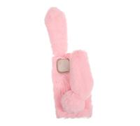 TOGEVAL Fluffy Bunny Ear Phone Shell Soft Plush Tpu Case for Mobile Cover Cute Cartoon Rabbit Design Comfortable Grip Protective Girly Accessory Pink