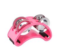 TOGEVAL Foot Tambourine Musical Instrument with Abs Body and Nickel Plated Metal Jingle Bells Elastic Nylon Strap Foot Percussion for Acoustic Jam Sessions and Adults Pink