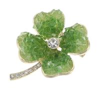 TOGEVAL Four-leaf Clover Brooch Crystal Shamrock Pin Leaf Pin for Women's Dresses Sweaters Scarves Irish Souvenir Spring Floral Brooch