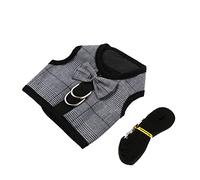 TOGEVAL Gentleman Style Rabbit Stripe Harness Vest and Leash Small Animal Breathable Comfortable Suit for Daily Walks and Holiday Parties
