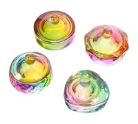 TOGEVAL Glass Nail Dish Cups Unique Shape 4 Pcs with Lids for Manicure Acrylic Nail Holders to Hold and Acrylic Liquids for Daily Life