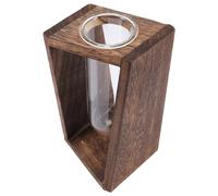TOGEVAL Glass Vase for Flowers Decor Plant Pot Test Tube Rack Nordic Style Wooden Vase