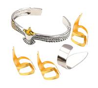 TOGEVAL Gold Bracelet with Metal Guitar Finger Picks Set Adjustable Thumb Picks for Guitar Ukulele Playing Accessories for Musicians