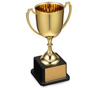 TOGEVAL Gold Plastic Cup Trophy with Square Base for Awards