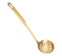 TOGEVAL Gold Stainless Steel Slotted Spoon Thickened Skimmer with Ergonomic Vacuum Handle Fine Mesh Food Strainer Ladle for Efficient Soup and Pasta Straining in Kitchen
