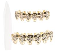 TOGEVAL Golden Hip Hop Teeth Grills Decorative Metal Grills for Teeth Made of Copper with Lightweight Design, Sturdy and Not Easy to Deform, for Clubs and Taking Pictures