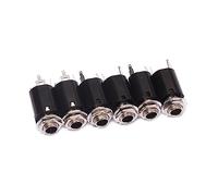 TOGEVAL Guitar Jack Socket 6 Pcs Set 6.35mm Metal and Plastic round Cylinder Endpin Jack with Strap Button Design and 3 Prongs for Guitar and Bass, Maintains Original Sound Quality