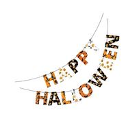 TOGEVAL Halloween Party Decorative Pumpkin Banner Fun Hanging Flags for Indoor Outdoor Use Paper Pennant Garland for Home Door Window Tree Chic Halloween Celebration Decoration