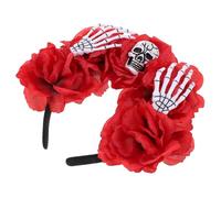 TOGEVAL Halloween Skull and Bone Flower Headband Versatile Hair Accessory for Women Enhances Spooky Party Atmosphere Eye Catching Design for Role Playing and Costume Styling