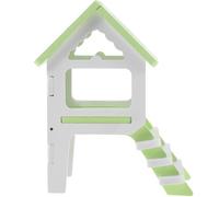 TOGEVAL Hamster Hideout with Ladder Small Pet Cage Hideaway Green Plastic Attic House for Hamsters and Guinea Pigs Suitable for Small Animal Habitats