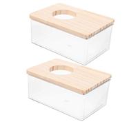 TOGEVAL Hamster Sand Bath Box and Small Acrylic Bathroom Tub, 2pcs 15.5×10×7cm Cage Sand Bath Container for Delicate Hamsters and Chinchillas, Suitable for Small Animal Habitats
