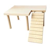 TOGEVAL Hamster Wooden Platform Ladder Natural Cage Toy Small Size Chinchilla Rat Plaything Accessory for Small Pets