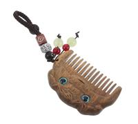 TOGEVAL Hand Carved Sandalwood Pocket Comb with Scalp-friendly Teeth Travel Mini Hair Brush for Women Traditional Chinese Engraved Wood Comb with Decorative Pendant Backpack Accessory