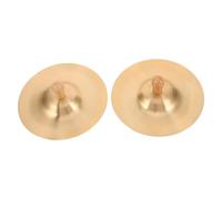 TOGEVAL Handheld Brass Finger Cymbals with Wood Knob for Music Education Orff Percussion Instruments Copper Gong Mini Cymbals for Dance Party Practice
