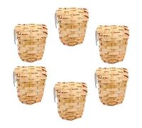 TOGEVAL Handmade Bamboo Woven Bird Nest with Hooks 6PCS Decorative Bird House for Winter Shelter for Home Decoration