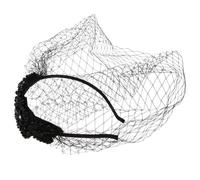 TOGEVAL Handmade Diamond Decor Mesh Veil Headdress for Women Black Headwear Lightweight Elegant Party Accessory for Wedding Festival