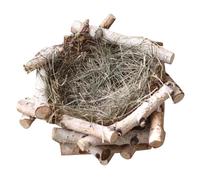 TOGEVAL Handmade Small Bird Nest Pendant Natural Style Woven Straw Wooden Birdhouse Hanging Decoration for Outdoor Garden Parakeet Nesting