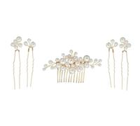 TOGEVAL Handmade Stable Women 5pcs Bridal Set Comb and for Hair Alloy Structure Elegant Golden Appearance, for Daily Haircuts