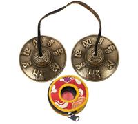 TOGEVAL Handmade Tibetan Bells Hand Cymbals for Percussion Instrument Serenity Bell for Meditation and Yoga
