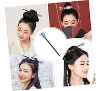 TOGEVAL Handmade Wooden Hairpin Classic Chinese Hair Accessory with Elegant Flower Design for Women Vintage Style Hair Decoration for Parties and Traditional Costumes