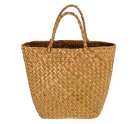 TOGEVAL Handwoven Yellow Rattan Tote Bag Women’s Summer Small Woven Handbag with Handle for Beach Picnic and Casual Use