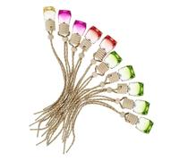 TOGEVAL Hanging Car Perfume Bottles 10pcs Set Refillable Empty Glass Fragrance Bottles Diamond Shape with Wooden Caps for Vehicle Air Freshener and Essential Oils Random Color