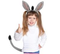 TOGEVAL Headband Tail Set Party Donkeys Animal Halloween from Ears Costume Cosplay Lord Christmas Headpiece Donkey Hair Bands Bear Hairband Birthday Headband Birthday Hair Hoops Plush Grey