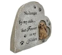 TOGEVAL Heart-shaped Resin Pet Memorial Stone Dog Tribute Garden Grave Marker Outdoor Ornament for Remembering Beloved Pets with Engraving Option
